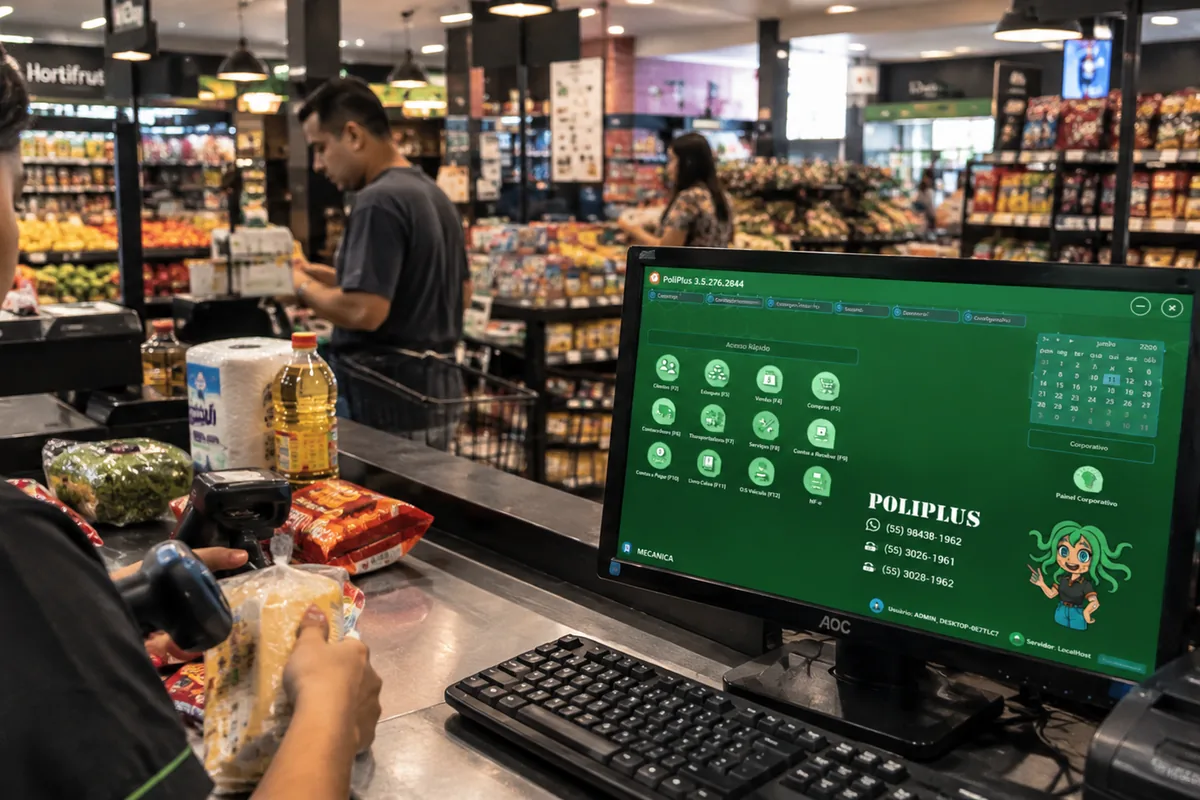 PoliDados em uso numa mini mercado